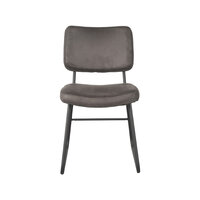 LABEL51 Eetkamerstoel Noah - Antraciet - Micro Suede - Zwart Metalen Frame