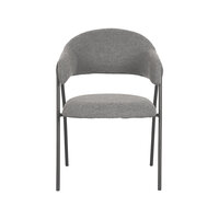LABEL51 Eetkamerstoel Lowen - Grijs - Boucle - Zwart Metalen Frame