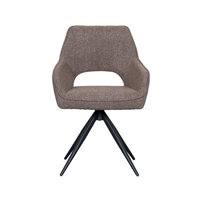 LABEL51 Eetkamerstoel Finley - Bruin - Boucle - Zwart Metalen Frame