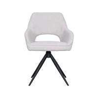 LABEL51 Eetkamerstoel Finley - Naturel - Boucle - Zwart Metalen Frame