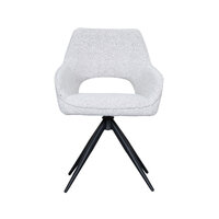 LABEL51 Eetkamerstoel Finley - Champagne - Boucle - Zwart Metalen Frame