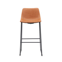 LABEL51 Barkruk Risto - Cognac - Stof, metaal &amp; hout - Hoog