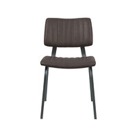 LABEL51 Eetkamerstoel Gusto - Donkerbruin - Stof, metaal &amp; hout - Zwart Metalen Frame