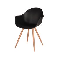 LABEL51 Eetkamerstoel Parma - Zwart - Kunststof - Naturel Houtlook Frame