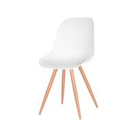LABEL51 Eetkamerstoel Rimini - Wit - Kunststof - Naturel Houtlook Frame