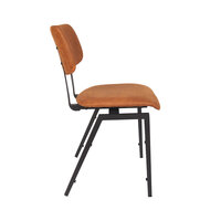 LABEL51 Eetkamerstoel Stapelbaar - Cognac - Micro Suede - Zwart Metalen Frame