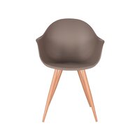 LABEL51 Eetkamerstoel Parma - Coffee - Kunststof - Naturel Houtlook Frame