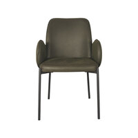 LABEL51 Eetkamerstoel Jari - Army - Microvezel - Zwart Metalen Frame