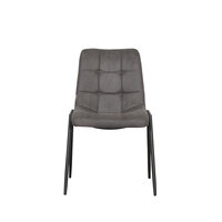 LABEL51 Eetkamerstoel Noor - Antraciet - Micro Suede - Zwart Metalen Frame