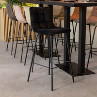LABEL51 Barkrukken Bistro - Zwart - Fluweel - Hoog