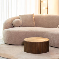LABEL51 Salontafels Ribble - Espresso - Travertin - 50 cm - Rond