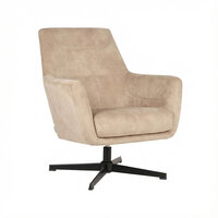LABEL51 Fauteuils Toby - Naturel - Fluweel - Zwart Metalen Frame
