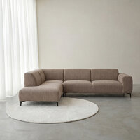 LABEL51 Hoekbanken Merido - Taupe Raven | Zwart Metaal - Velvet - Hoekbank Links