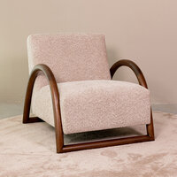 LABEL51 Fauteuils Viggo - Beige - Geweven - Walnoot Houten Frame