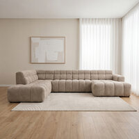 LABEL51 Hoekbank Luna - Taupe - Geweven - U-Bank Links