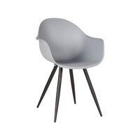 LABEL51 Eetkamerstoel Luca - Grijs - PP - Zwart Metalen Frame