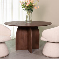 LABEL51 Eetkamertafel Mick - Espresso - Mangohout - 130 cm - Rond