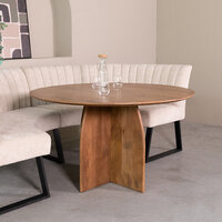 LABEL51 Eetkamertafel Mick - Nature Smooth - Mangohout - 130 cm - Rond