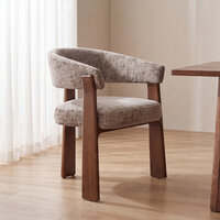 LABEL51 Eetkamerstoel Nice - Taupe - Cremona - Walnoot Hout