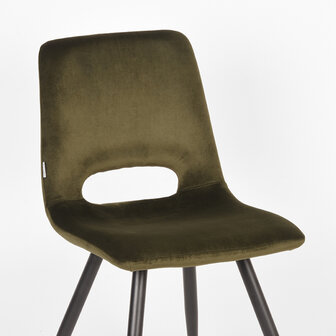 LABEL51 Eetkamerstoel Josh - Army green - Fluweel