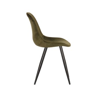 LABEL51 Eetkamerstoel Capri - Army green - Fluweel - Black Frame