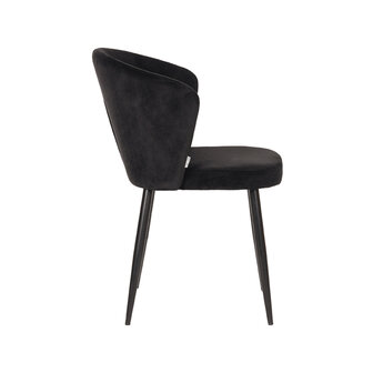 LABEL51 Eetkamerstoel Wave - Zwart - Fluweel - Black Frame