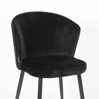 LABEL51 Eetkamerstoel Wave - Zwart - Fluweel - Black Frame