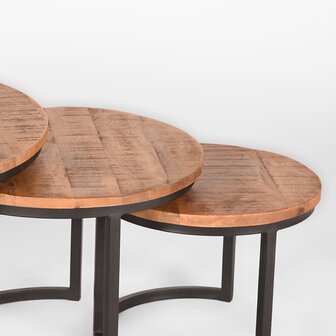LABEL51 Salontafel Set Triplet - Rough - Mangohout - 60 cm - Rond