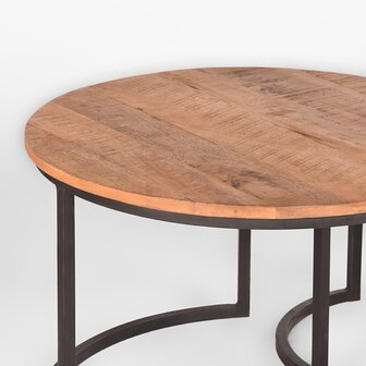 LABEL51 Salontafel Set Triplet - Rough - Mangohout - 60 cm - Rond