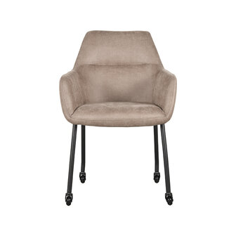 LABEL51 Eetkamerstoel Lenny - Taupe - Micro Suede - Black Frame