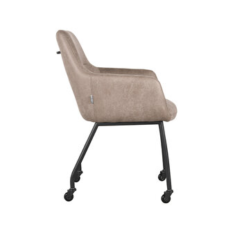 LABEL51 Eetkamerstoel Lenny - Taupe - Micro Suede - Black Frame