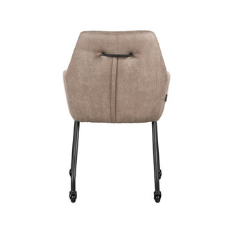 LABEL51 Eetkamerstoel Lenny - Taupe - Micro Suede - Black Frame