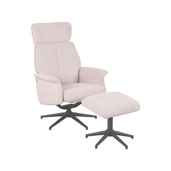 LABEL51 Fauteuil Verdal - Naturel - Boucle - Incl. Hocker