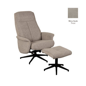 LABEL51 Fauteuil Bergen - Taupe - Micro Suede - Incl. Hocker