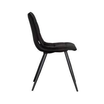 LABEL51 Eetkamerstoel Bistro - Zwart - Fluweel - Black Frame