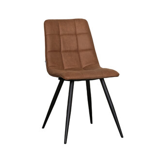 LABEL51 Eetkamerstoel Bistro - Cognac - Micro Suede - Black Frame