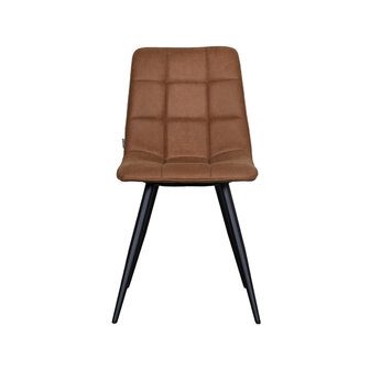 LABEL51 Eetkamerstoel Bistro - Cognac - Micro Suede - Black Frame