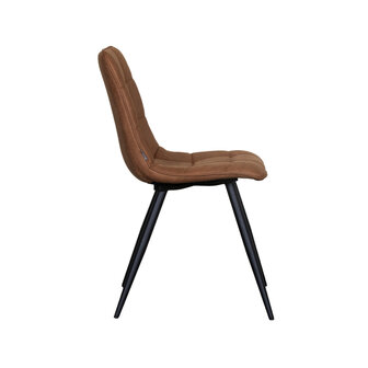 LABEL51 Eetkamerstoel Bistro - Cognac - Micro Suede - Black Frame