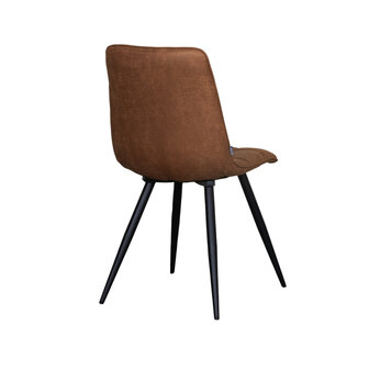 LABEL51 Eetkamerstoel Bistro - Cognac - Micro Suede - Black Frame