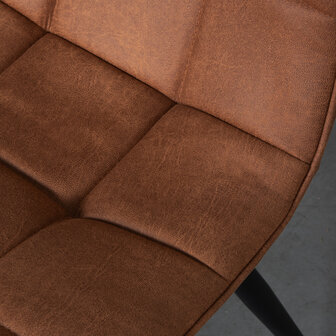 LABEL51 Eetkamerstoel Bistro - Cognac - Micro Suede - Black Frame