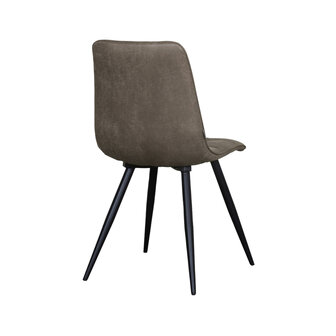 LABEL51 Eetkamerstoel Bistro - Taupe - Micro Suede - Black Frame