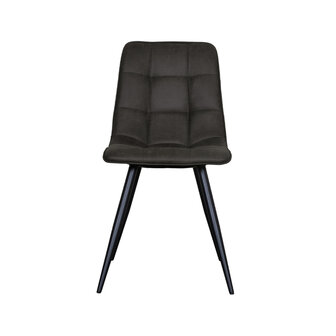LABEL51 Eetkamerstoel Bistro - Antraciet - Micro Suede - Black Frame
