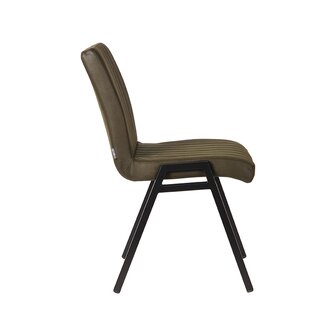 LABEL51 Eetkamerstoel Matz - Army green - Microfiber - Black Frame