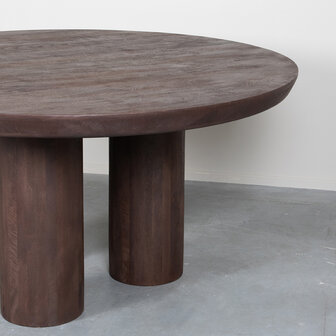 LABEL51 Eetkamertafel Olly - Espresso - Mangohout - 150 cm - Romd