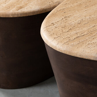 LABEL51 Salontafel I_Ravi - Espresso - Travertin - 110 cm