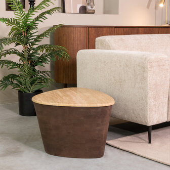 LABEL51 Salontafel I_Ravi - Espresso - Travertin - 70 cm