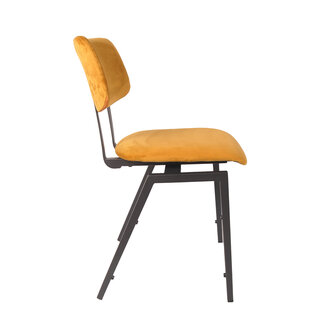 LABEL51 Eetkamerstoel I_Stapelbare Schoolstoel - Oker - Fluweel - Black Frame