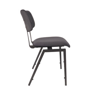 LABEL51 Eetkamerstoel I_Stapelbare Schoolstoel - Taupe - Fluweel - Black Frame