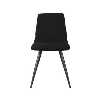 LABEL51 Eetkamerstoel Jep - Zwart - Teddy - Zwart Metalen Frame