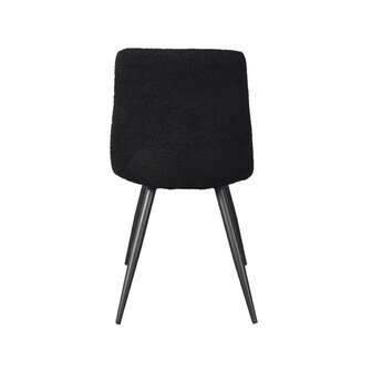 LABEL51 Eetkamerstoel Jep - Zwart - Teddy - Zwart Metalen Frame